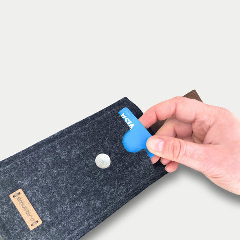 Mobiltelefon bæltetaske til Samsung Galaxy M05 | med magnetlukning og kortholder | antracit | model CLIP