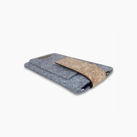 Mobiltelefontaske til Fairphone 6 | med magnetlukning og ekstra rum | lysegrå - Bloom | Model HAKA