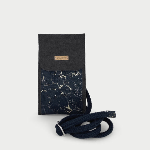 Skuldertaske til Xiaomi 12 | af filt og økologisk bomuld | antracit - sort | model KEDJA deluxe