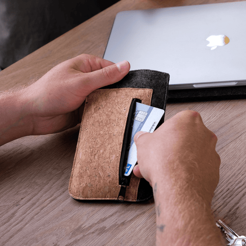 Mobiltelefontaske med kortrum til OnePlus Nord 3 | antracit - striber | Model "ZIP"