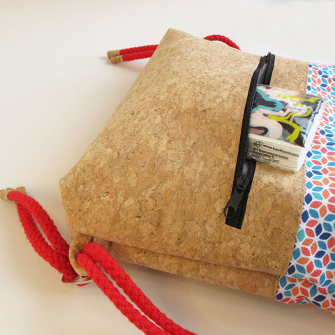 Gymnastiktaske til børn, lille rygsæk | lavet af bomuld og kork | Colorful