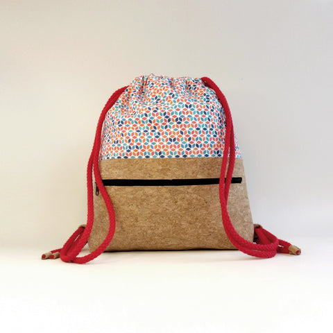 Gymnastiktaske til børn, lille rygsæk | lavet af bomuld og kork | Colorful