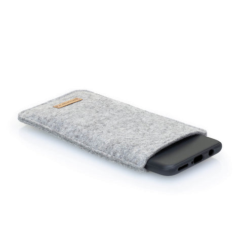 Mobiltelefonetui til Samsung Galaxy Z Fold4 | lavet af filt og økologisk bomuld | lysegrå - farverig | model "LET"