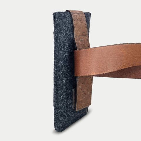 Praktisk bæltepose til iPhone 14 | med magnetlukning og kortholder | antracit | model CLIP