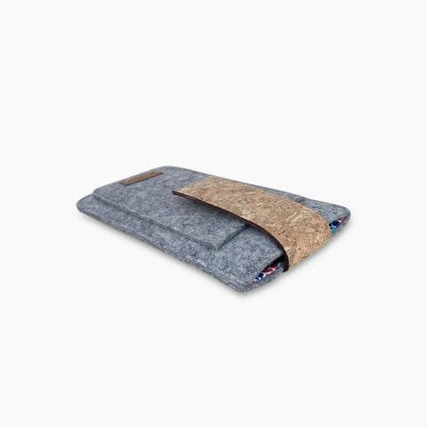 Skræddersyet telefoncover | med magnetlukning og ekstra rum | lysegrå - Farverig | HAKA model