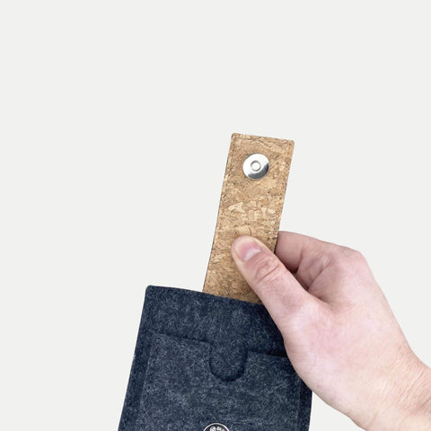 Skræddersyet telefoncover | med magnetlukning og ekstra rum | antracit - spor | HAKA model