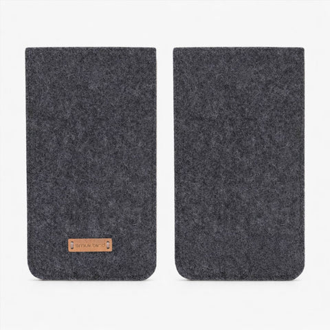 Etui til mobiltelefon | fremstillet af filt og økologisk bomuld | antracit - stripes | "LET"-model