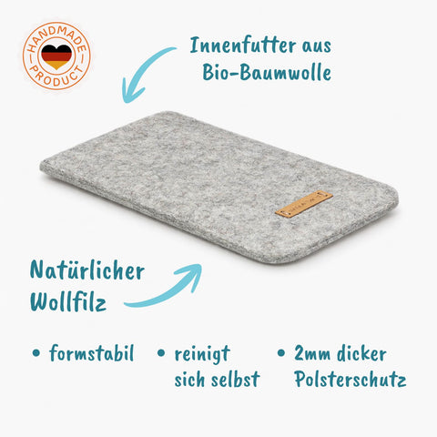 Etui til mobiltelefon | fremstillet af filt og økologisk bomuld | lysegrå - colorful | "LET"-model