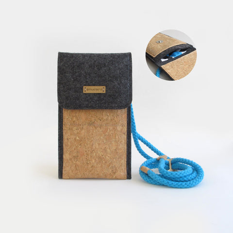 Skuldertaske til Fairphone 3 | lavet af filt og økologisk bomuld | antracit - former | Model KEDJA