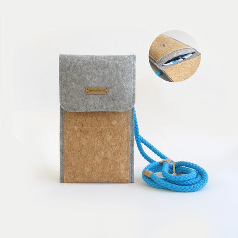Skuldertaske til Fairphone 4 | lavet af filt og økologisk bomuld | lysegrå - former | Model KEDJA