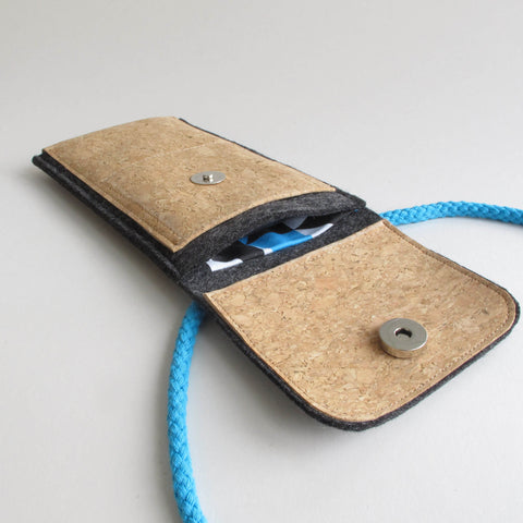 Skuldertaske til Fairphone 3 | lavet af filt og økologisk bomuld | antracit - former | Model KEDJA