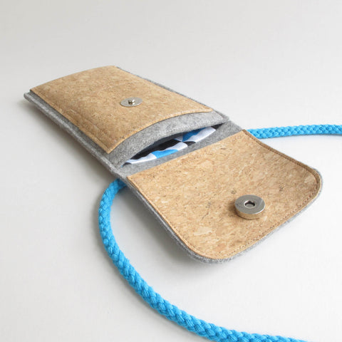 Skuldertaske til Fairphone 4 | lavet af filt og økologisk bomuld | lysegrå - former | Model KEDJA