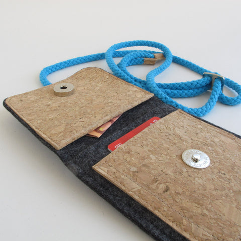Skuldertaske til Fairphone 4 | lavet af filt og økologisk bomuld | antracit - former | Model KEDJA