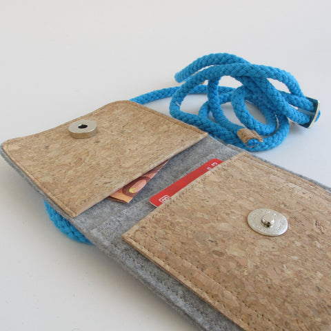 Skuldertaske til Fairphone 4 | lavet af filt og økologisk bomuld | lysegrå - former | Model KEDJA