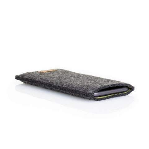 Mobiltelefon taske til Xiaomi Poco F4 | lavet af filt og økologisk bomuld | antracit - striber | Model "LET"