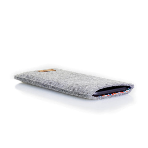 Mobiltelefon cover til Xiaomi Poco X4 GT | lavet af filt og økologisk bomuld | lysegrå - farverig | Model "LET"