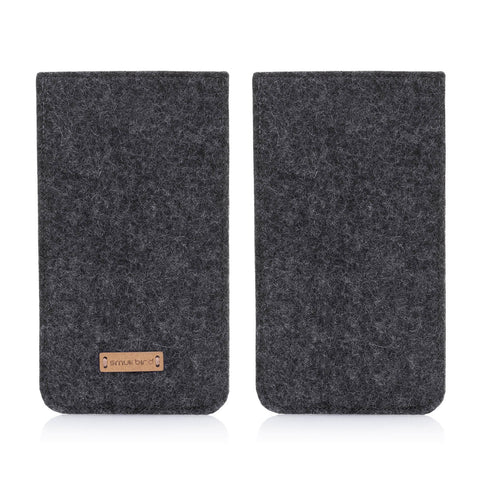 Mobiltelefon cover til Xiaomi Poco M5s | lavet af filt og økologisk bomuld | antracit - blomst | Model "LET"