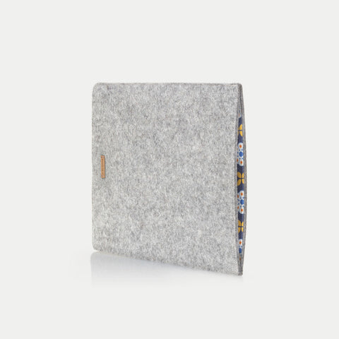 Skræddersyet laptop sleeve | lavet af filt og økologisk bomuld | lysegrå - Bloom | Model "LET"