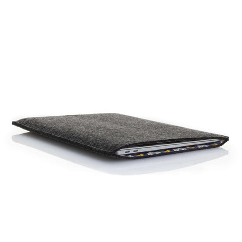 Skræddersyet laptop sleeve | lavet af filt og økologisk bomuld | antracit - Bloom | Model "LET"