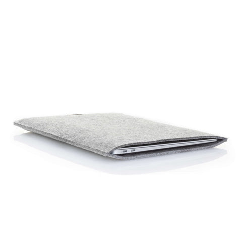 Skræddersyet laptop sleeve | lavet af filt og økologisk bomuld | lysegrå - Spor | Model "LET"