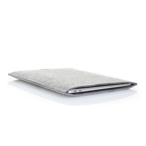 Sleeve til MacBook Pro 16 | fremstillet af filt og økologisk bomuld | lysegrå - Tracks | "LET"-model