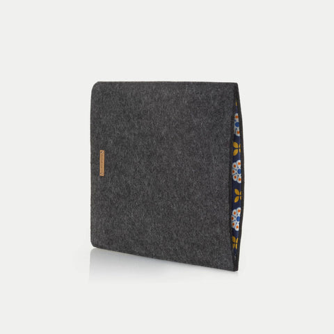 Cover til Galaxy Tab S9 Plus | lavet af filt og økologisk bomuld | antracit - blomst | Model "LET"