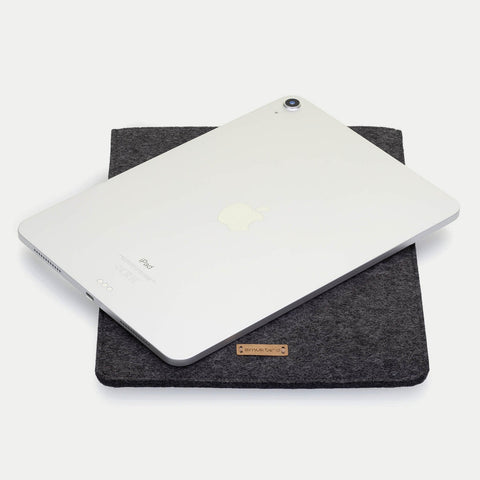 Sleeve til iPad Pro 11" - 4. generation | fremstillet af filt og økologisk bomuld | antracit - shapes | "LET"-model