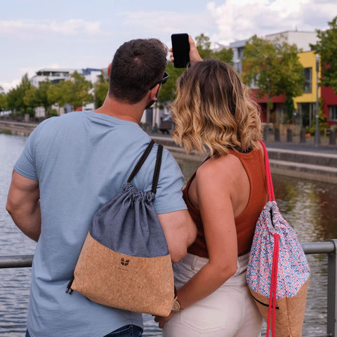 Gymnastiktaske til børn, lille rygsæk | lavet af bomuld og kork | Colorful