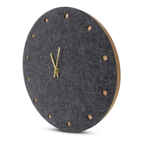 Vægur lavet af filt og kork 30 cm | antracit - guld | Design: Esbjerg