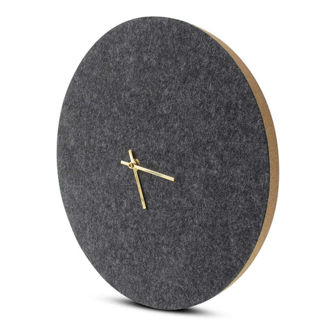 Vægur lavet af filt og kork 30 cm | antracit - guld | Design: Aalborg