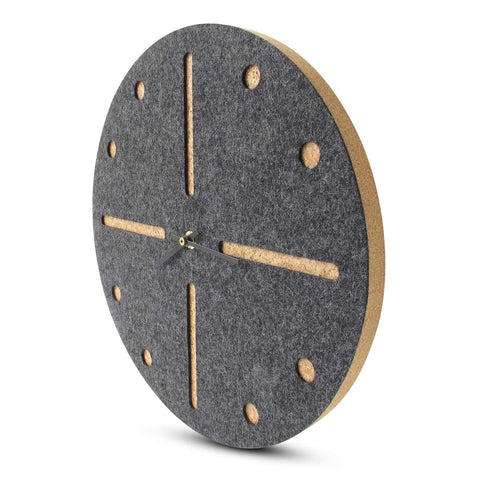 Vægur lavet af filt og kork 30 cm | antracit - sort | Design: Odense