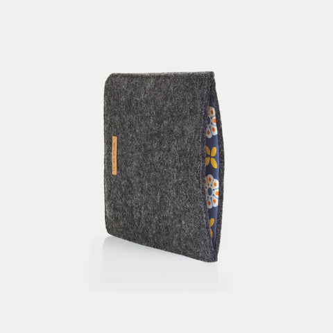 Etui til PocketBook Verse Pro | lavet af filt og økologisk bomuld | antracit - blomst | Model "LET"